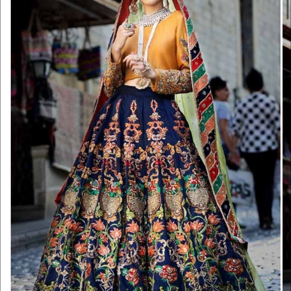 Elegant Multicolor Embroidered Lehenga